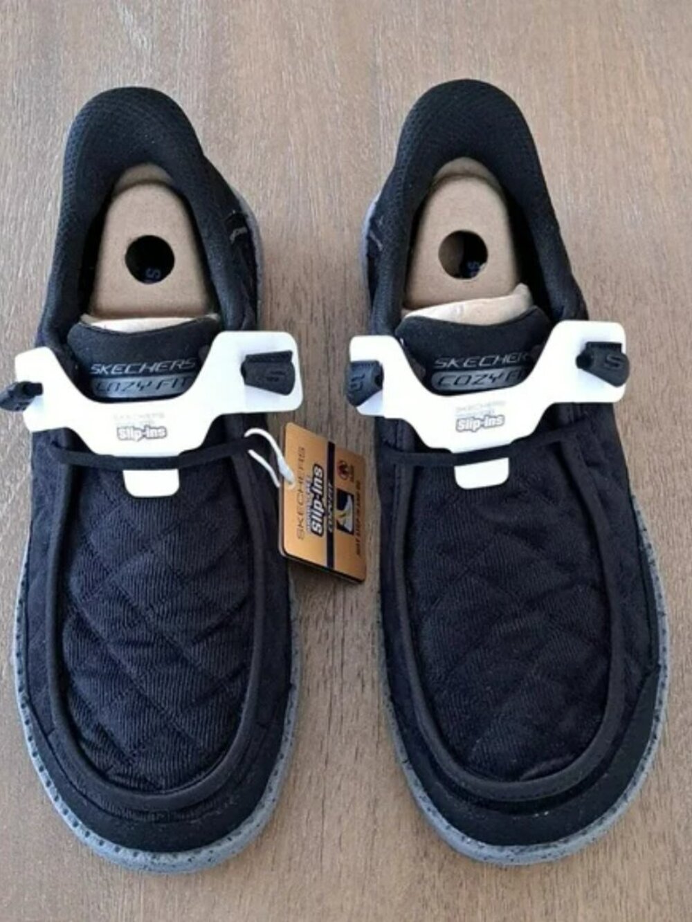 Skechers Slip-ins® Melson - Cozy Fit® Diamond Moc. - Color: Black - Size Men 7 - Picture 2 of 11